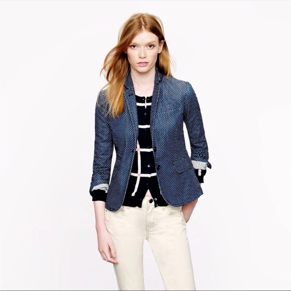 J. Crew Jackets & Blazers - J.CREW Classic schoolboy blazer in indigo polka dot Size 00